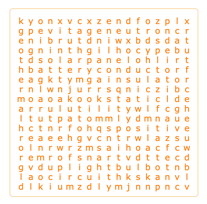 Electric Safety Word Search